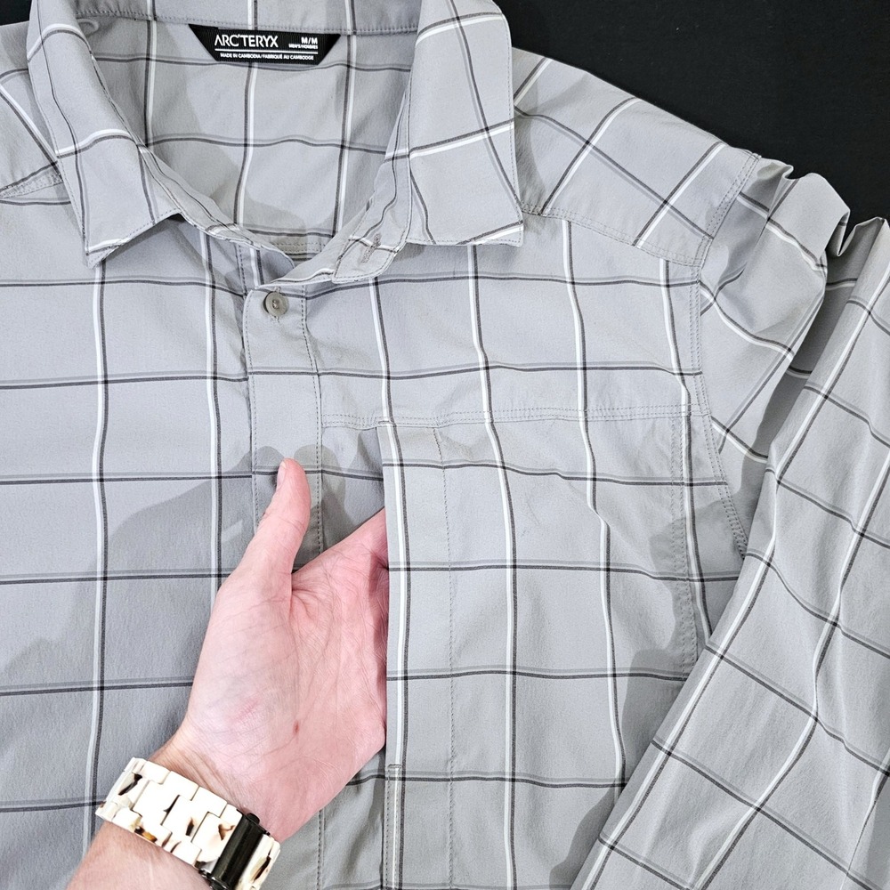 Arc'teryx Riel Shirt LS Men's Medium Gray Plaid Long Sleeve Hiking 23018 - Picture 4 of 8